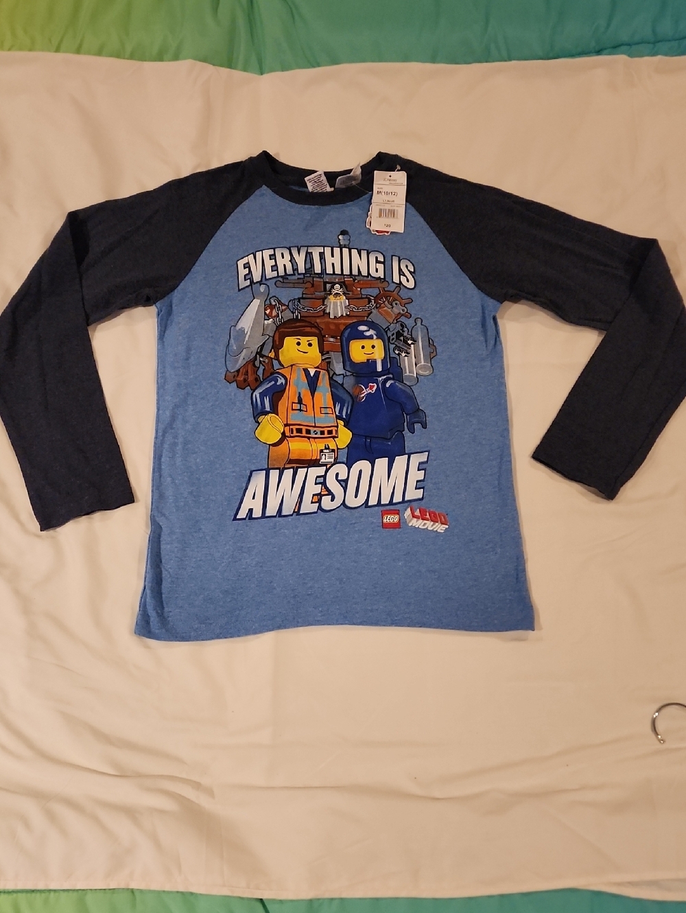 LEGO Movie Kids' 'Everything Is Awesome' Blue Raglan Long-Sleeve Tee.  10/12
